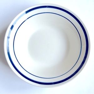 STONEWARE Cereal Soup Bowl 6 5/8”Off White Blue